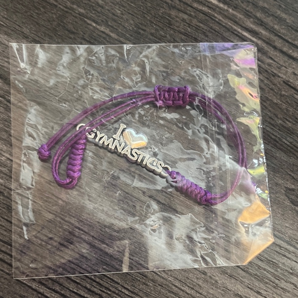 I 💖 Gymnastics Purple Pull String Bracelet